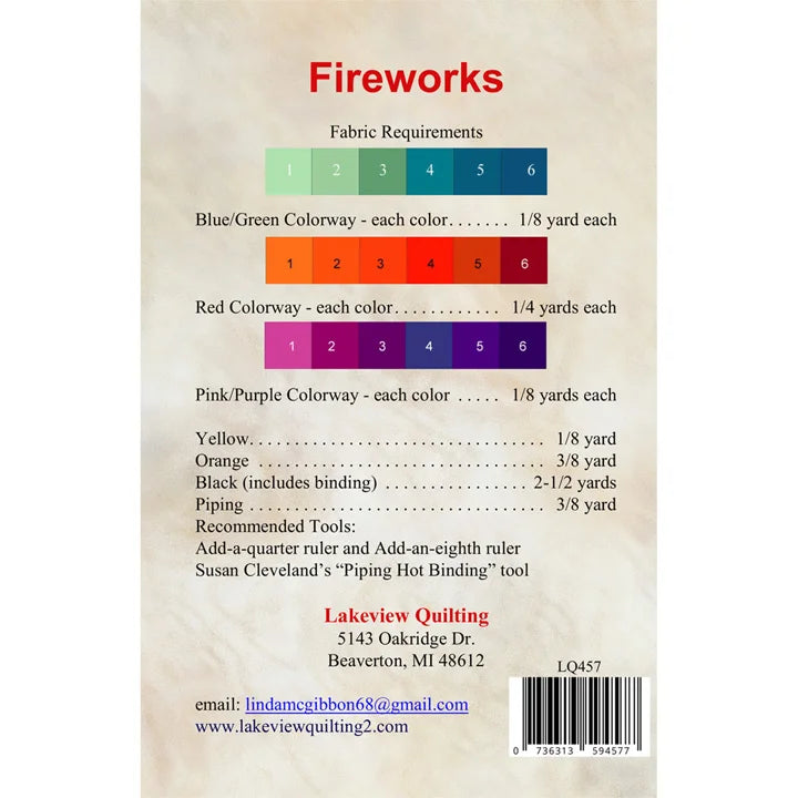 Back of the Fireworks Quilt Pattern by Lakeview Quilting