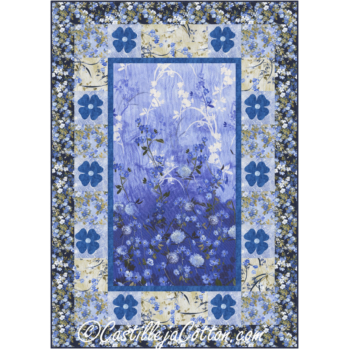 Field of Blue Flowers Downloadable Pattern by Castilleja Cotton