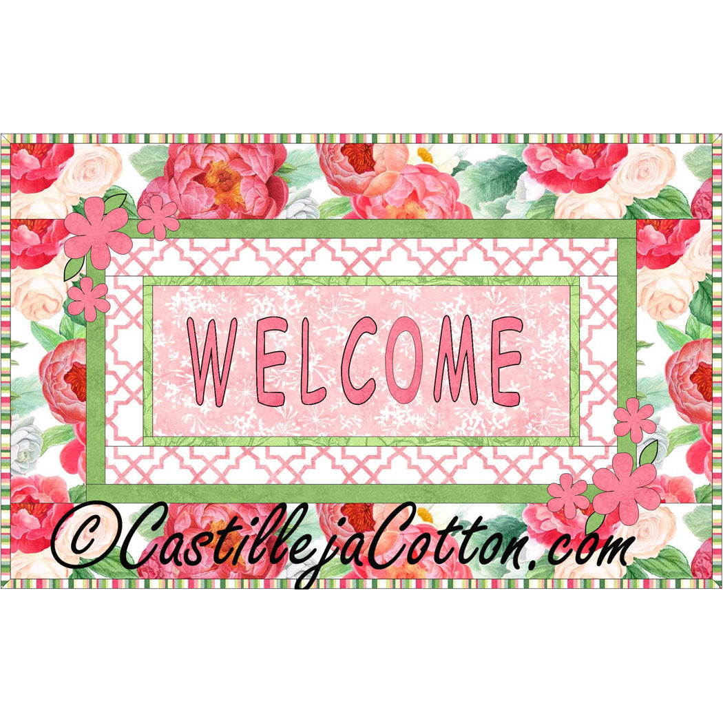 Welcome With Flowers Downloadable Pattern by Castilleja Cotton