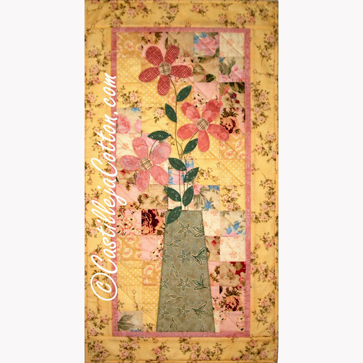 Daisies and Vase Downloadable Pattern by Castilleja Cotton