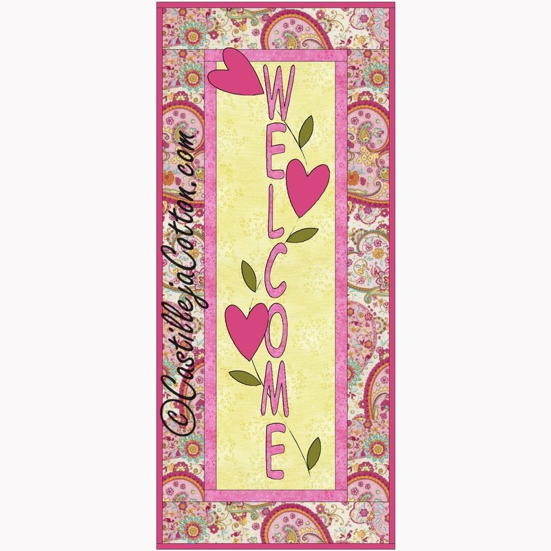 Welcome With Hearts Downloadable Pattern by Castilleja Cotton