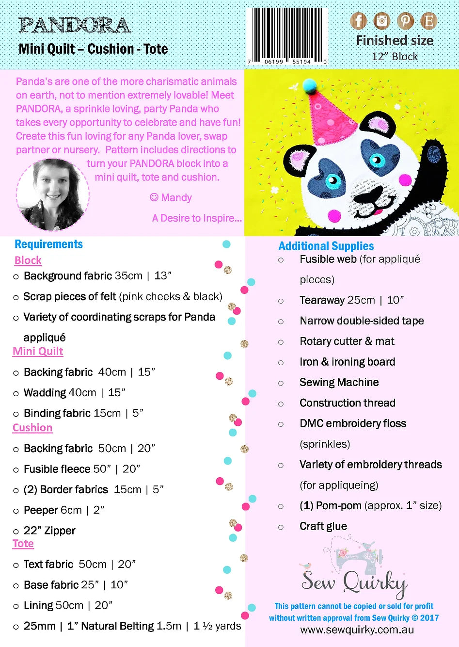 Back of the Pandora Pattern by Sew Quirky