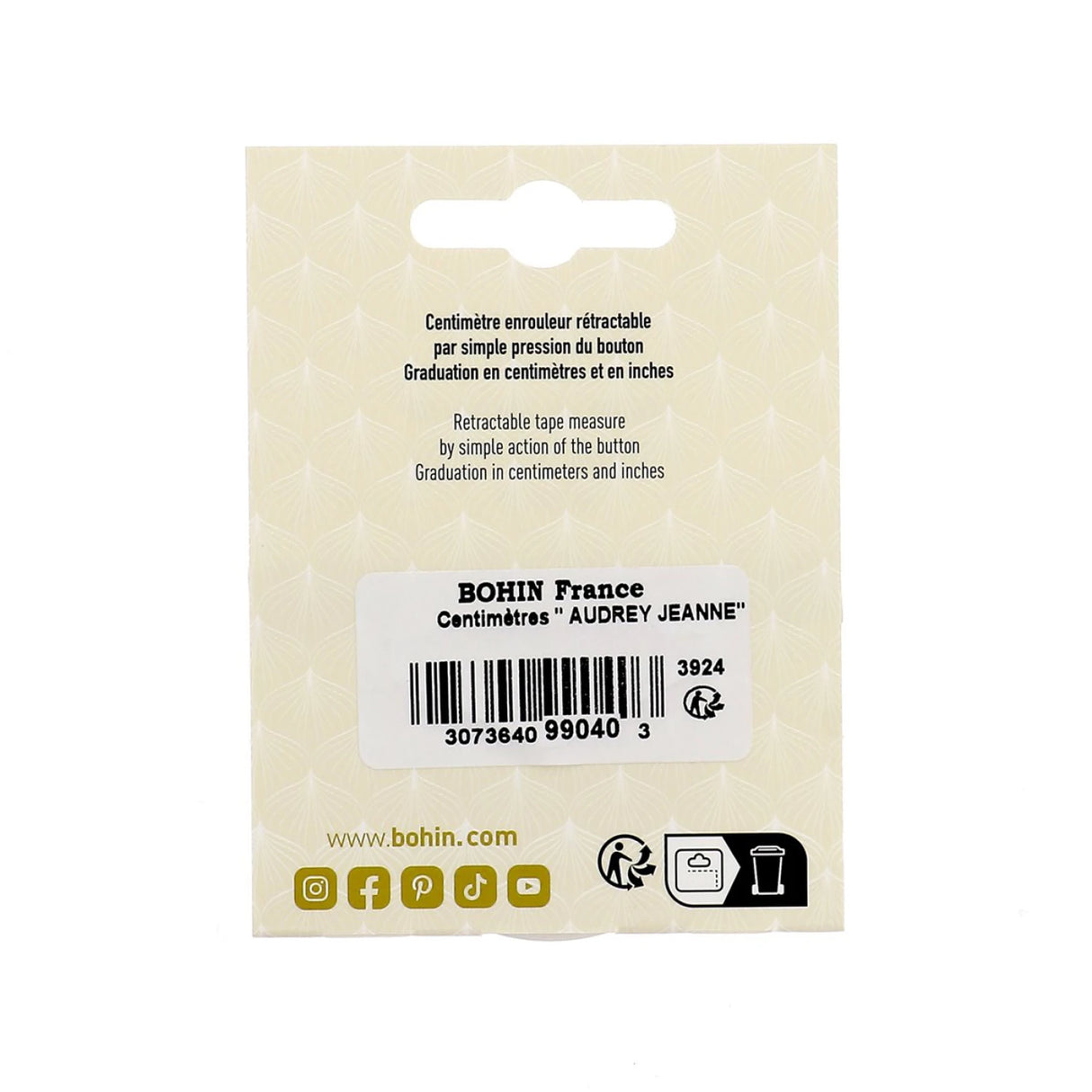 Back of the Audrey Jeanne Tape Measure 60in #3 by Bohin