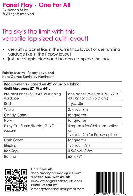 Back of the Panel Play - One For All by Among Brendas Quilts and Bags