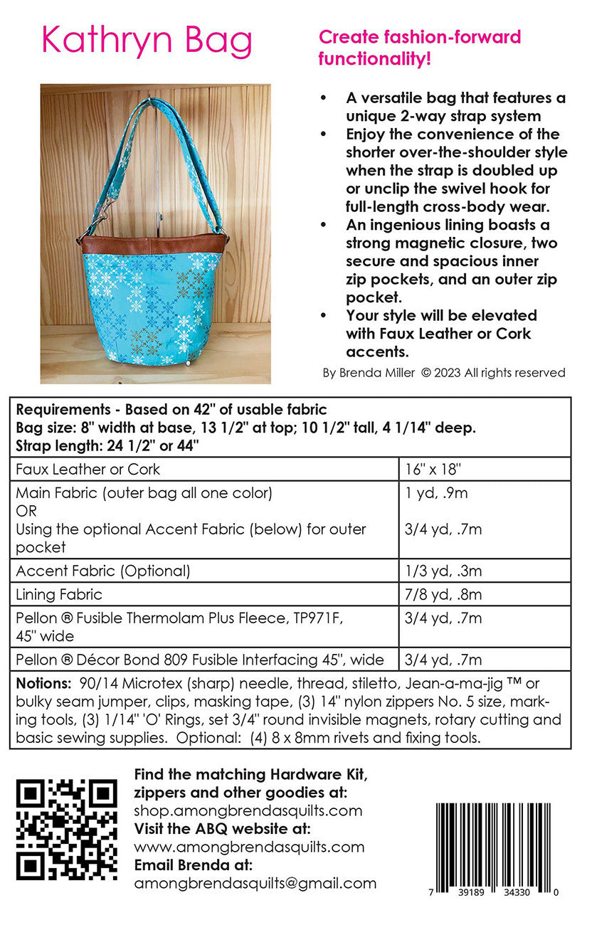 Back of the Kathryn Bag Pattern by Among Brendas Quilts and Bags