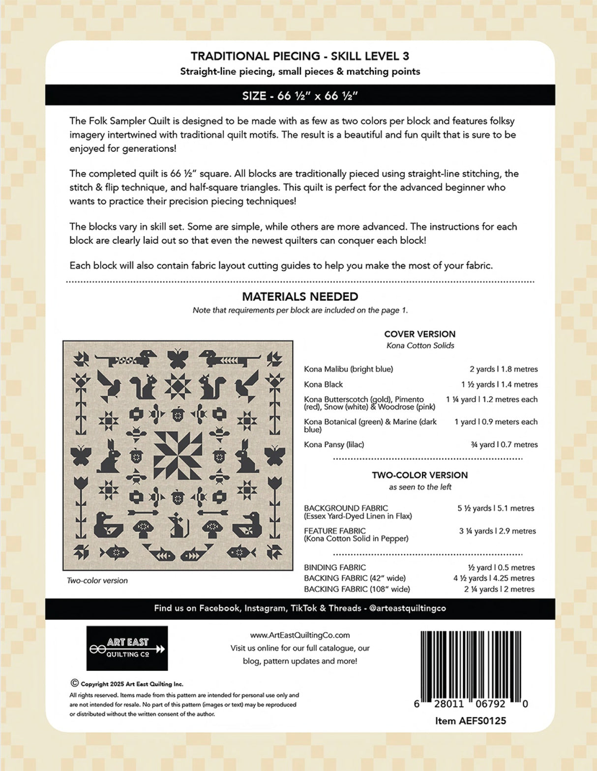 Folk Sampler - The Complete Quilt Project Quilt Pattern