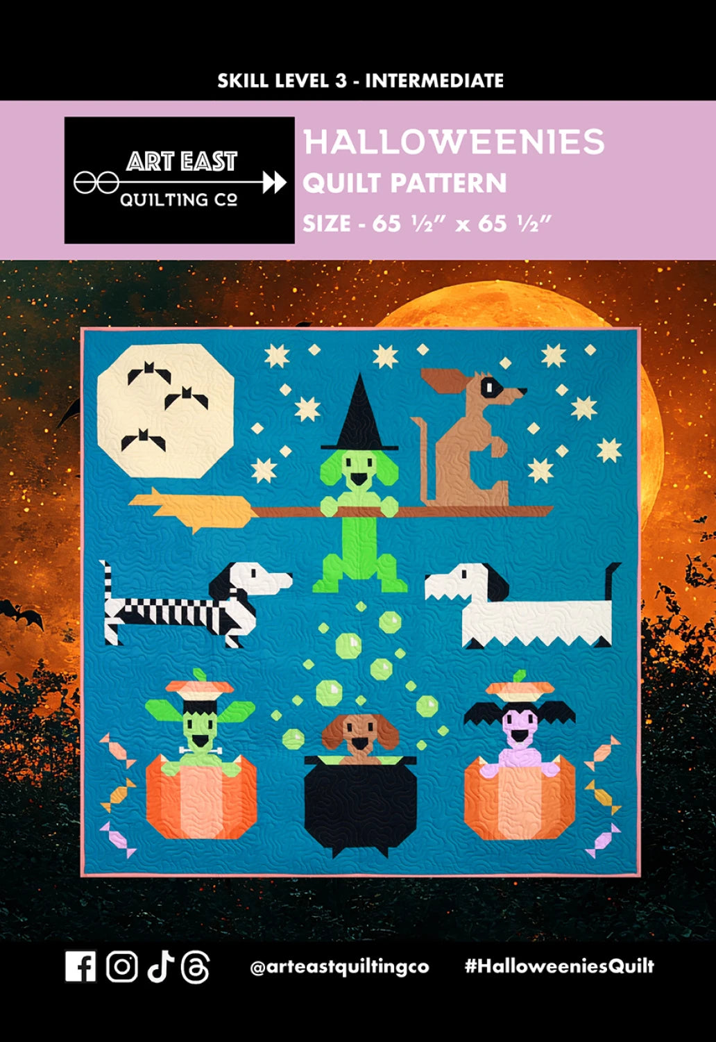 Halloweenies Quilt Pattern by Art East Quilting Co.