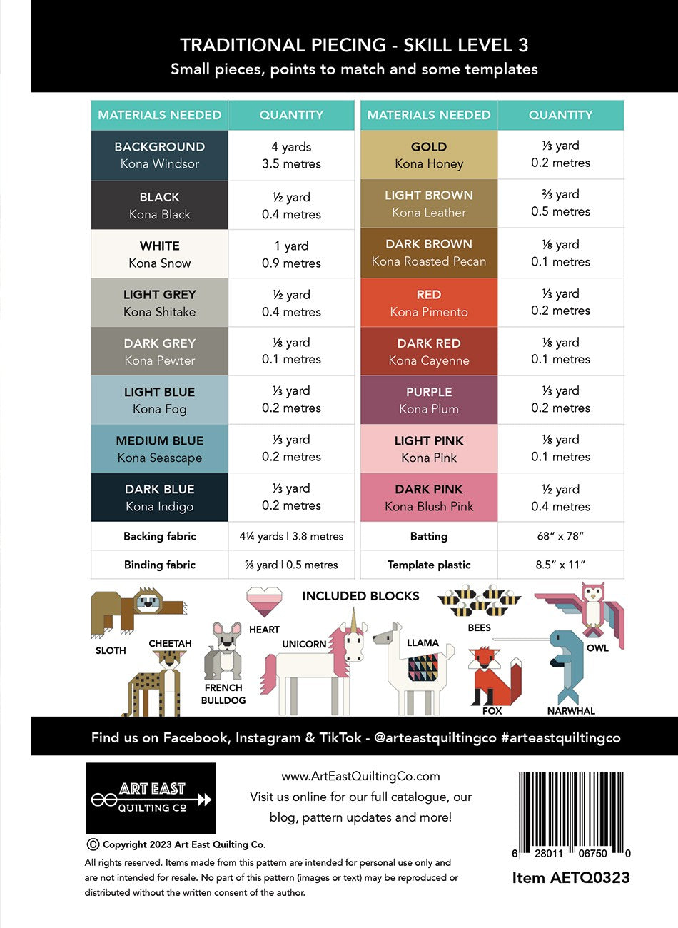 Back of the Trending Quilt Pattern by Art East Quilting Co.