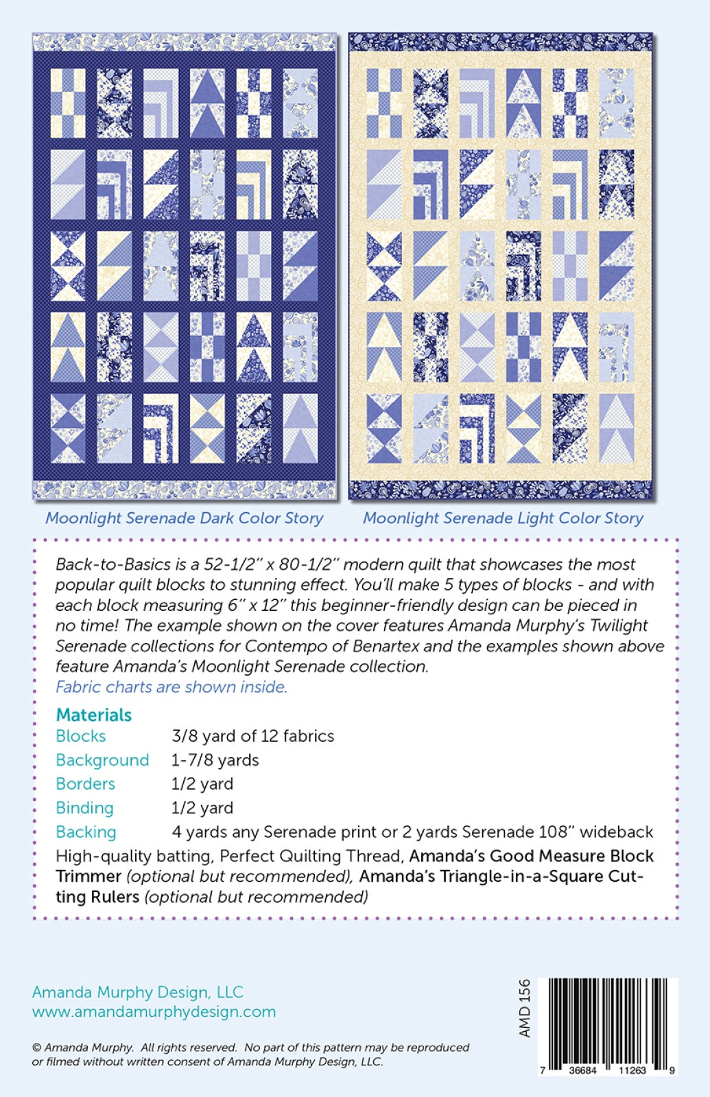 Back of the Back-to-Basics Quilt Pattern by Amanda Murphy Design, LLC