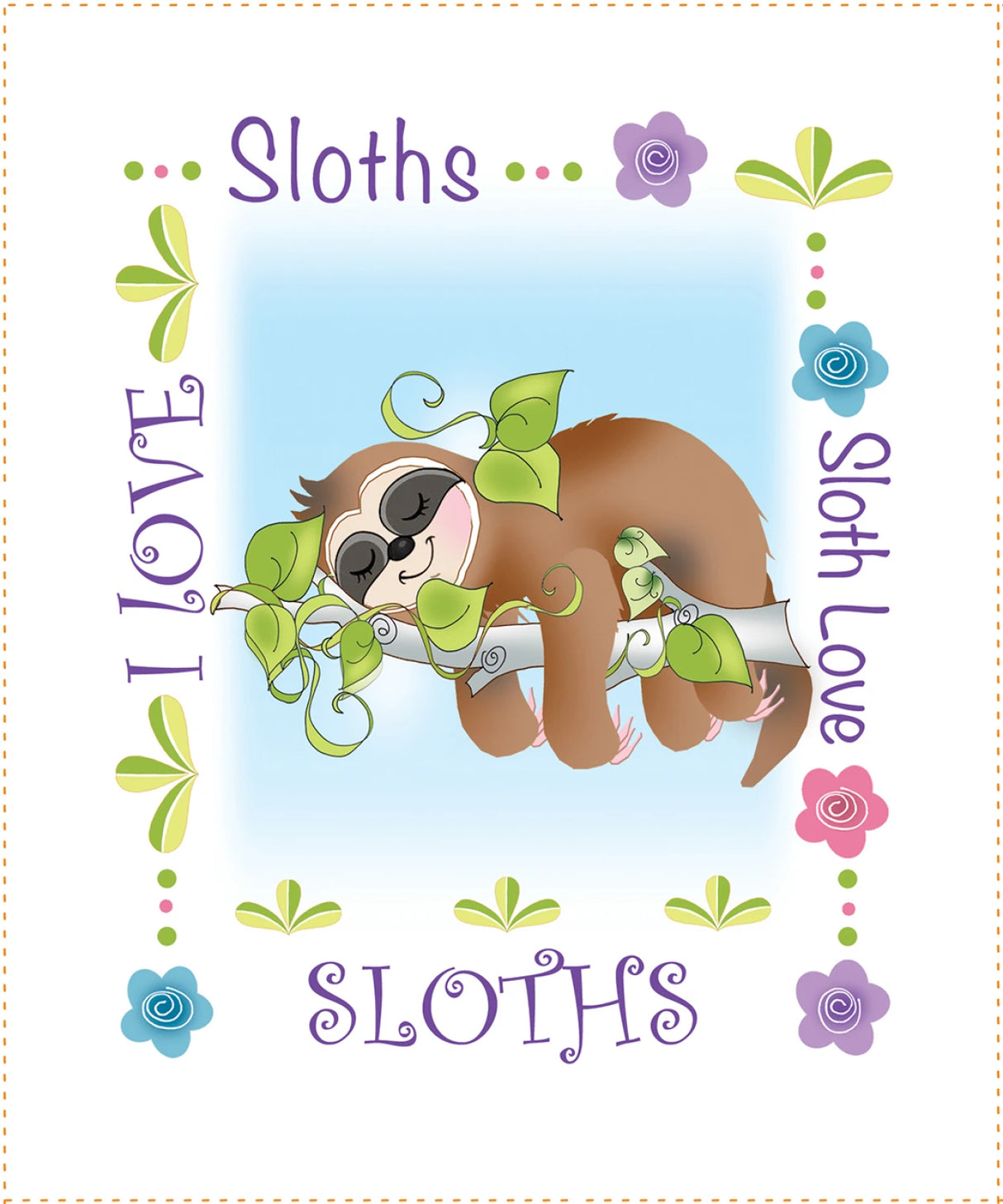 Sloth Tissue Box Panel by Jody Houghton Designs