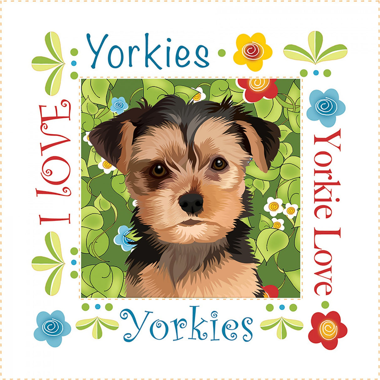 Fabric Art Panel 6in Yorkie by Jody Houghton Designs