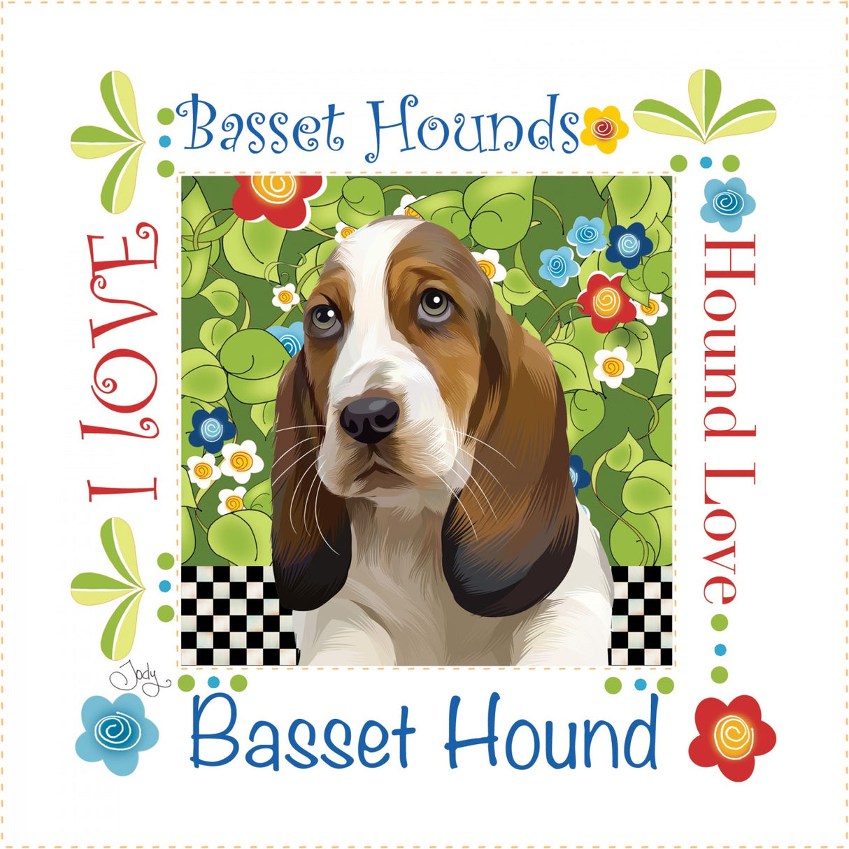 Art Panel 6in Basset Hound by Jody Houghton Designs