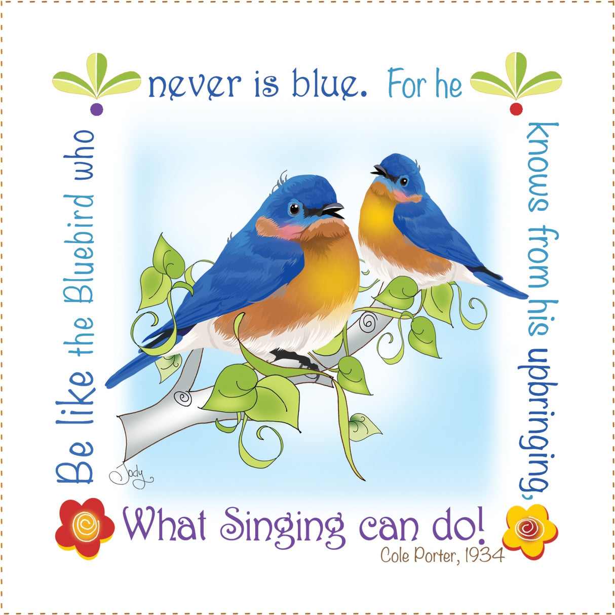 Art Panel 6in Bluebirds by Jody Houghton Designs