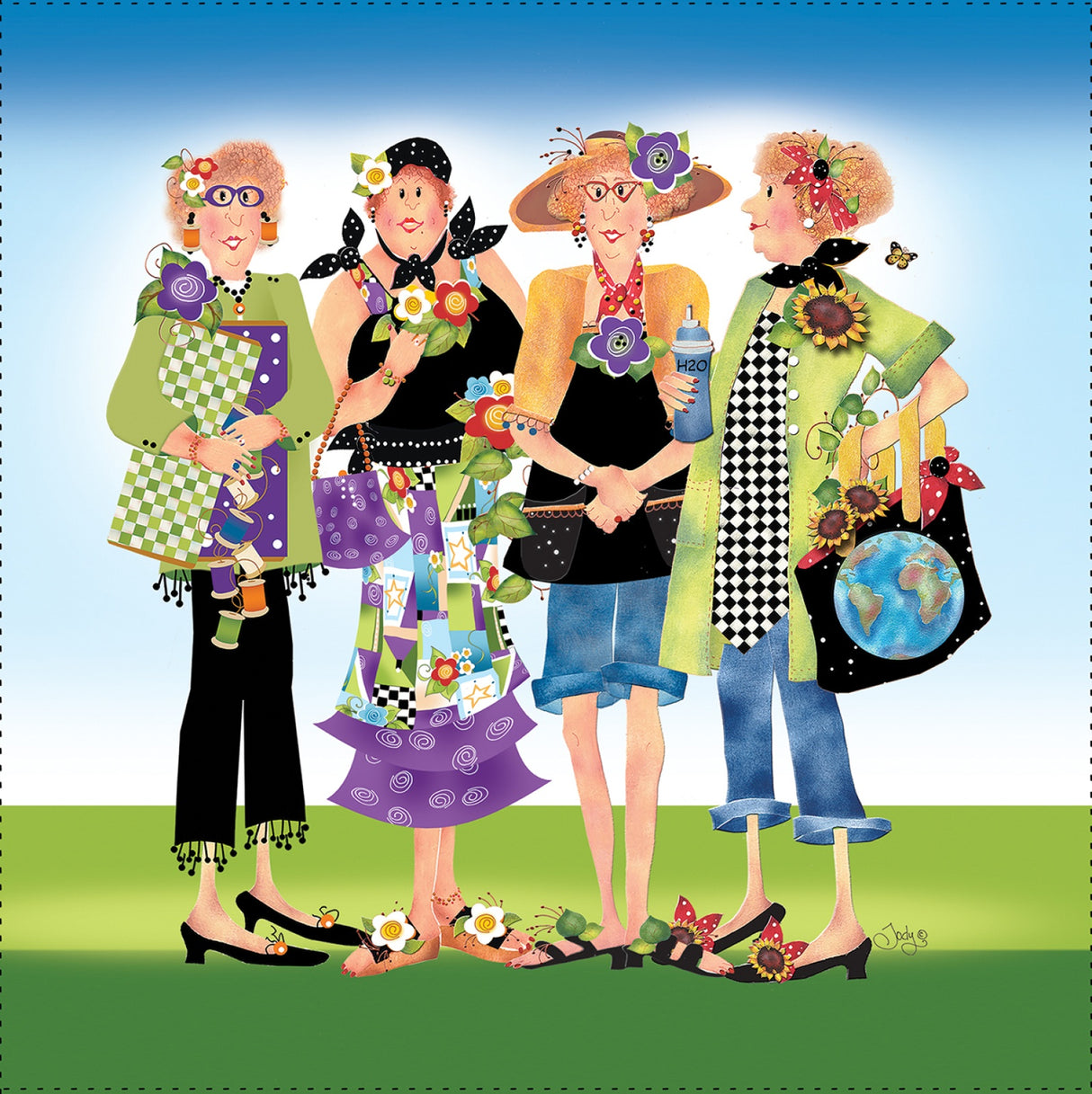 Fabric Art Panel 6in Girlfriends by Jody Houghton Designs