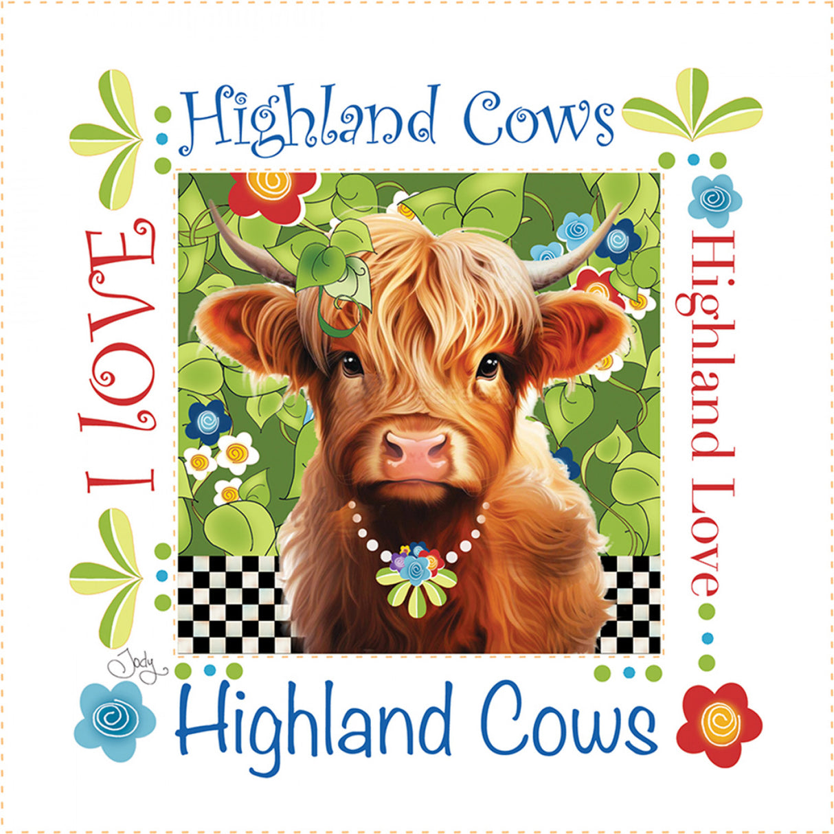 Highland Cow 6in Panel by Jody Houghton Designs