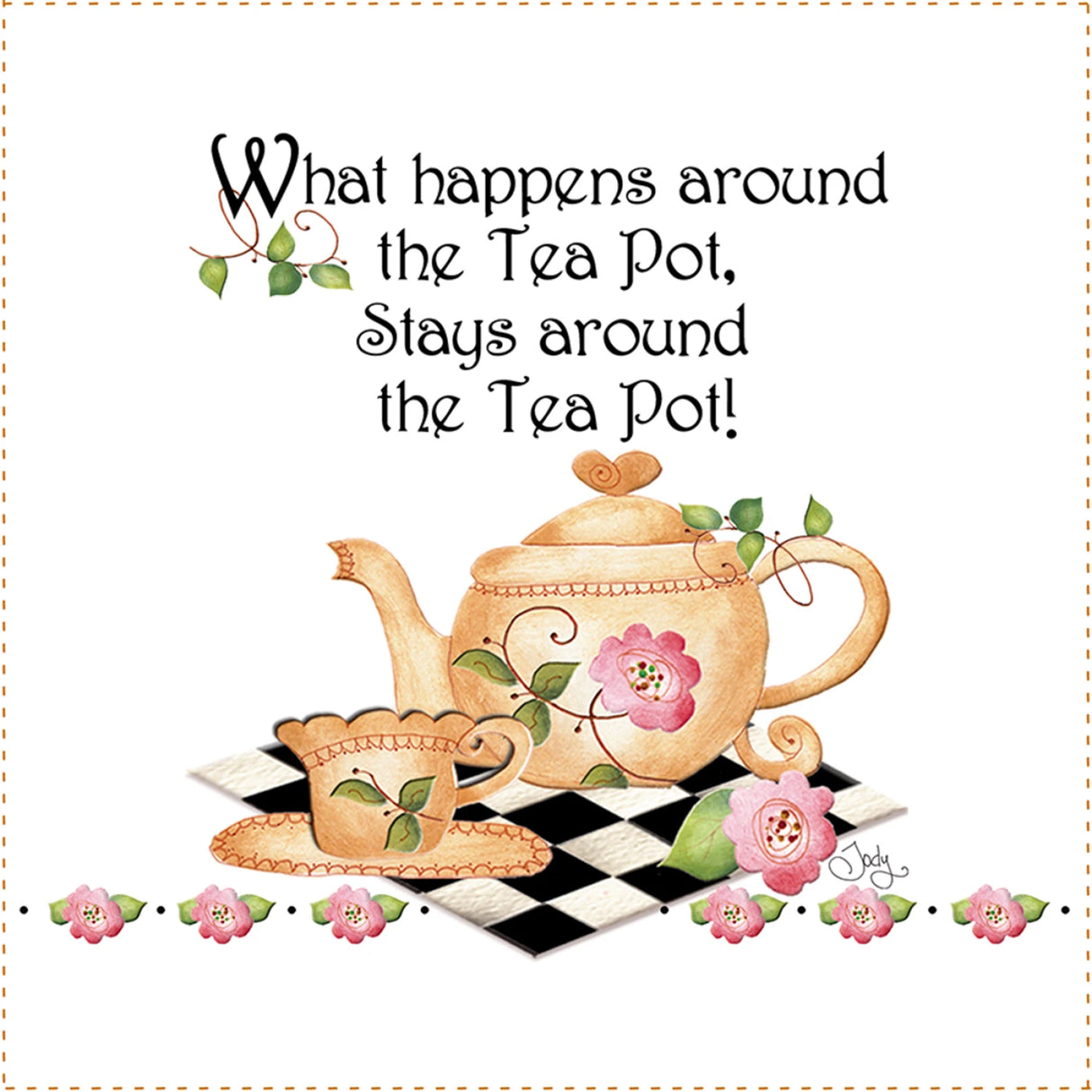 Fabric Art Panel 6in Teapot by Jody Houghton Designs