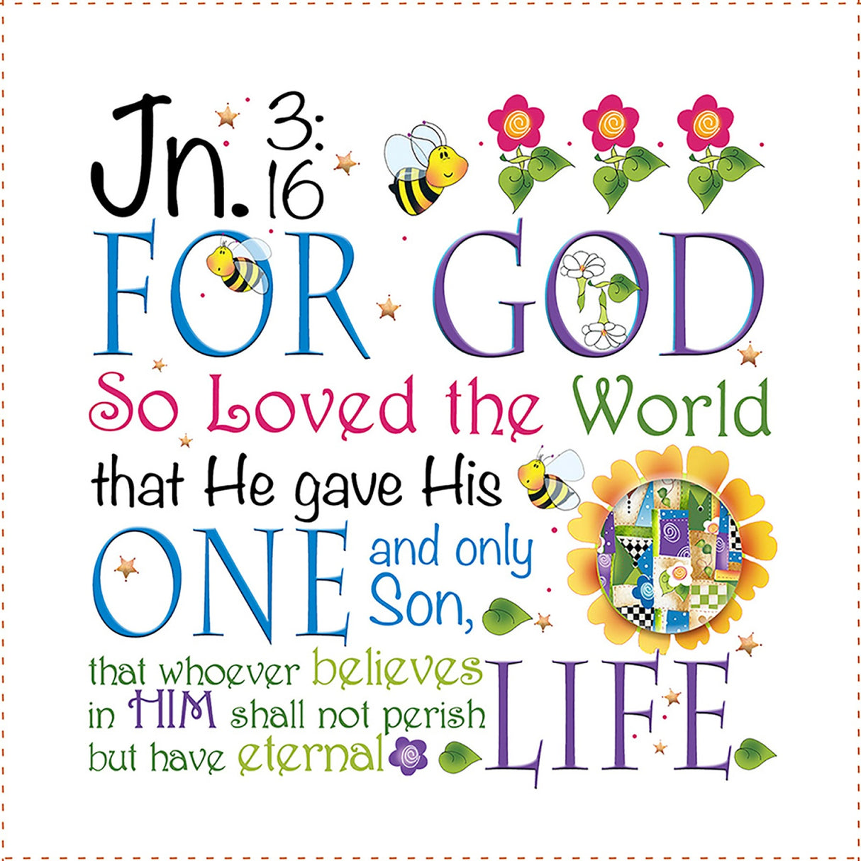 Art Panel 6in John 3:16 by Jody Houghton Designs
