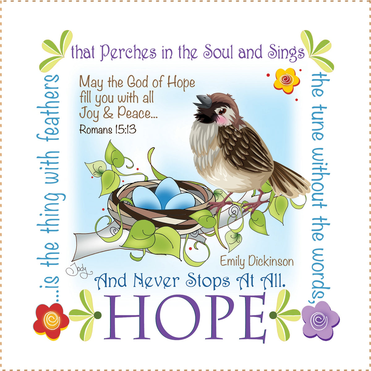 Art Panel 6in Hope Sparrow - Jody Houghton Designs