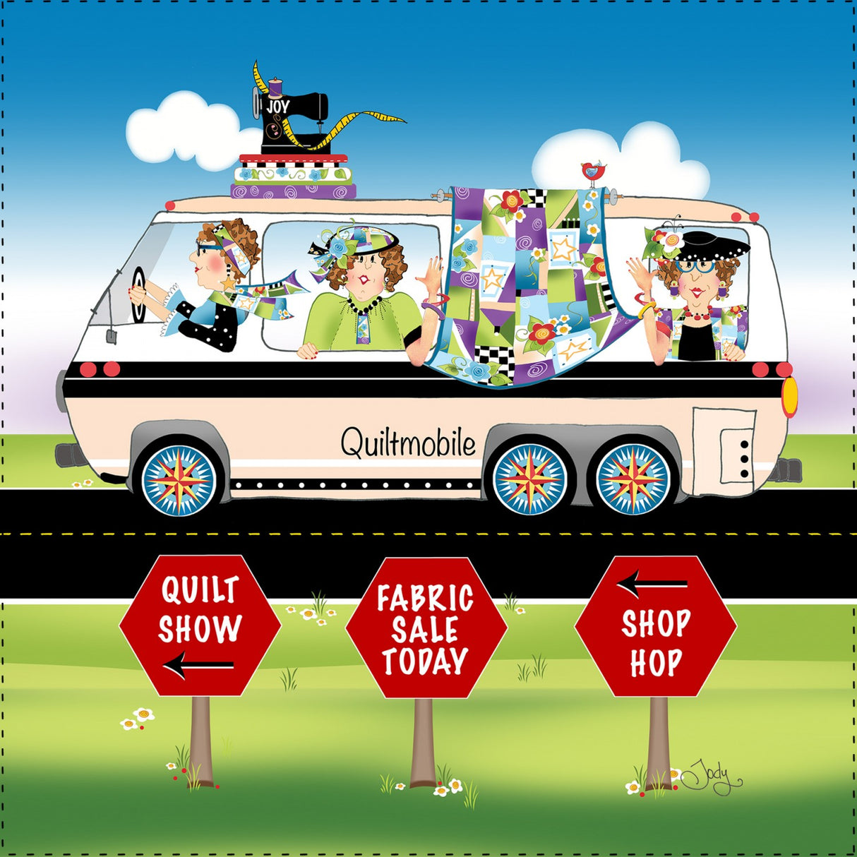 Art Panel - Quiltmobile 6in x 6in by Jody Houghton Designs