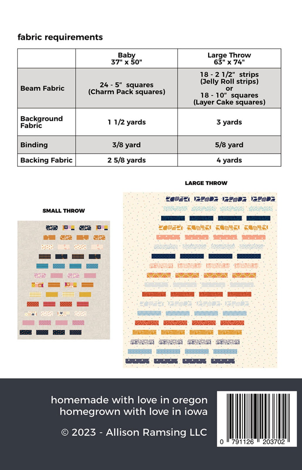 Back of the Midnight Beams Quilt Pattern by Allison Ramsing