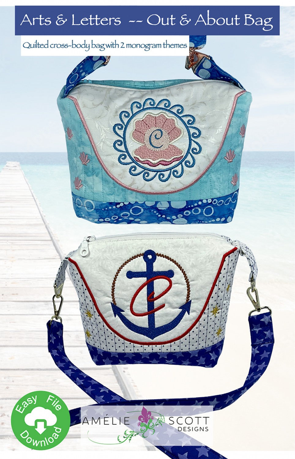 Arts & Letters Out & About Bag Pattern by Amelie Scott Designs