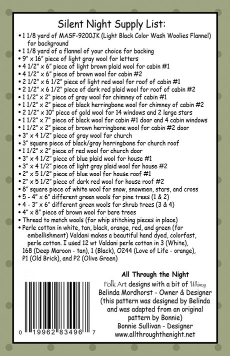 Back of the Silent Night Tree Skirt Quilt Patter by All Through The Night
