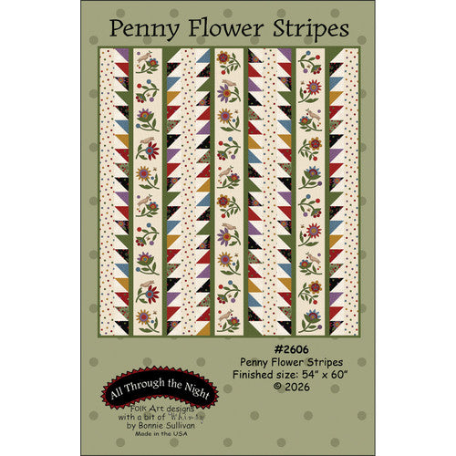 Penny Flower Stripes quilt pattern by All Through the Night