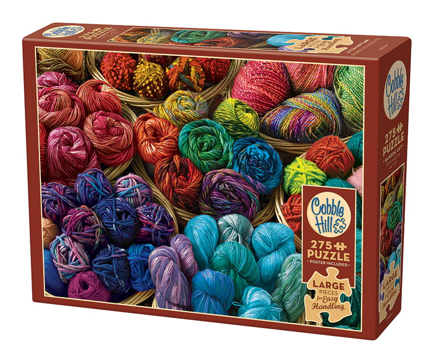 Cobble Hill 275 Easy Handling Piece Puzzle, poster included - image of colorful skeins of yarn