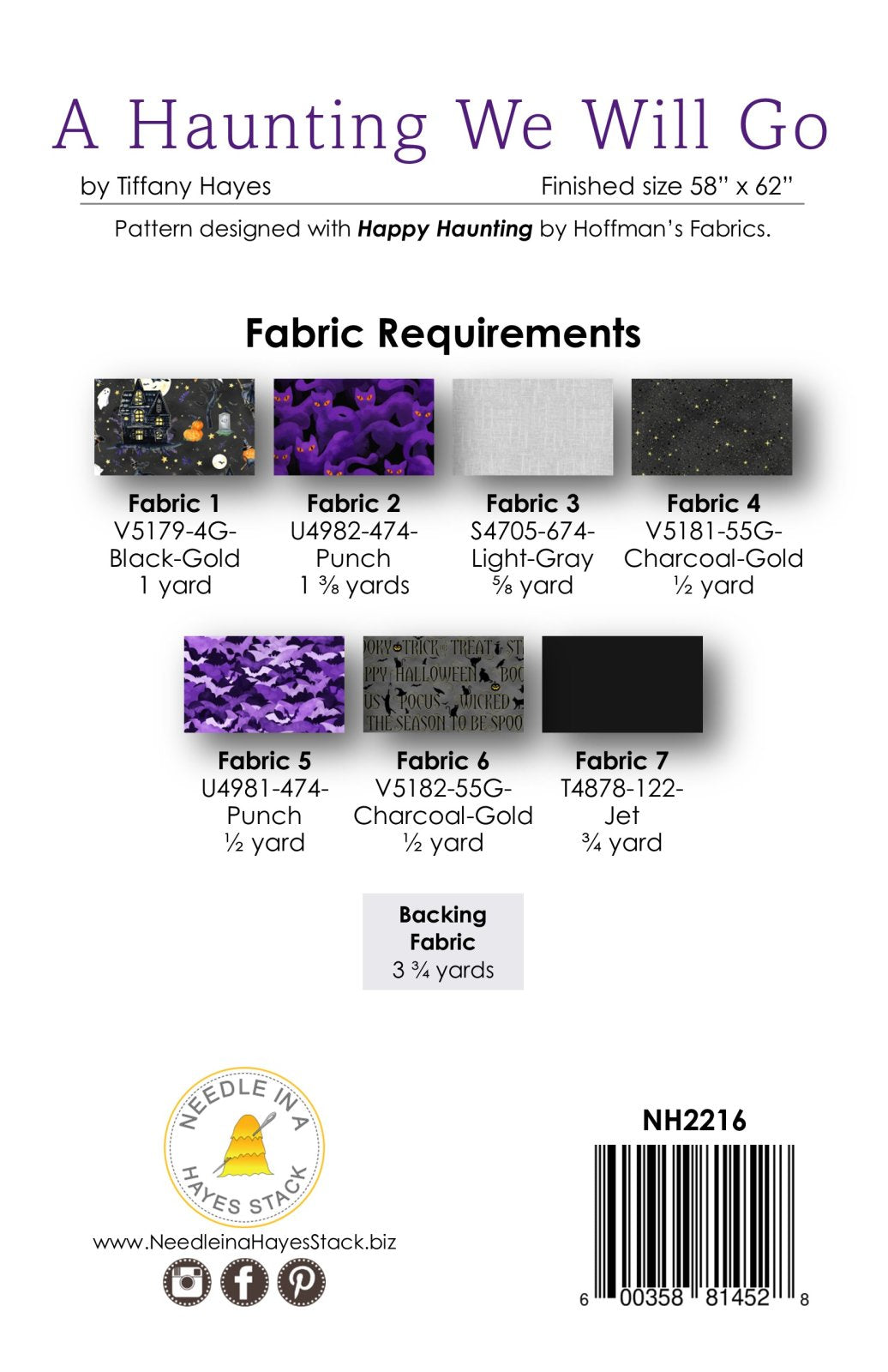 Back of the A Haunting We Will Go Downloadable Pattern by Needle In A Hayes Stack