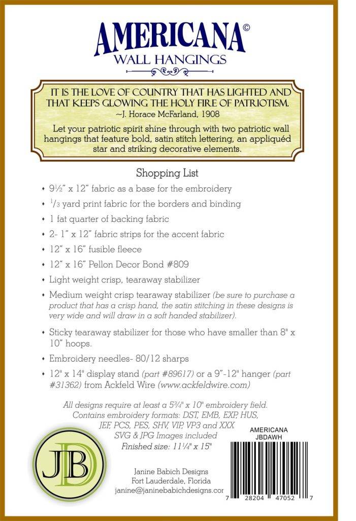 Americana Downloadable Pattern by Janine Babich Designs