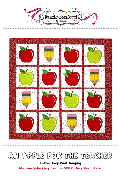 An Apple for the Teacher ITH Wall Hanging by Fabric Confetti