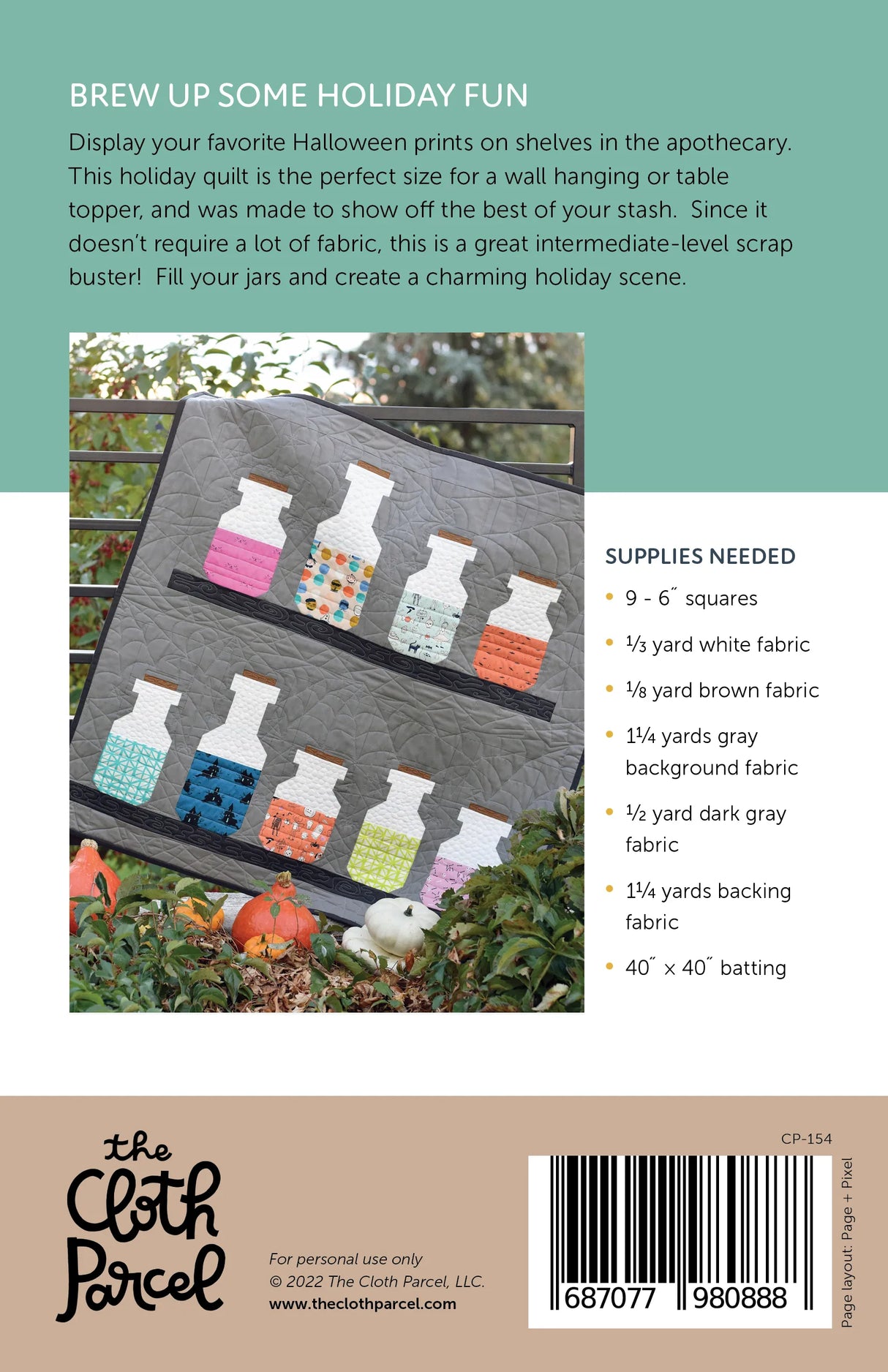 Back of the Apothecary Quilt Downloadable Pattern by Cloth Parcel