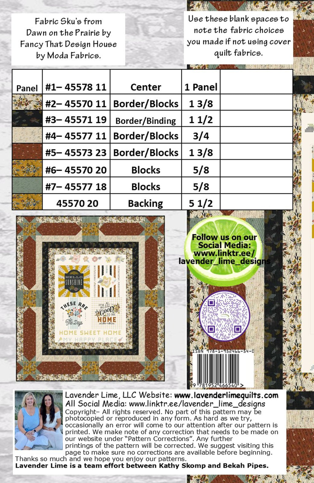 Back of the Happy Home Downloadable Pattern by Lavender Lime Quilting