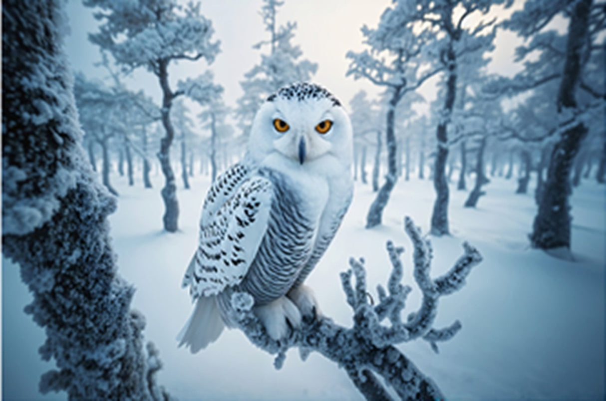 Snowy Owl on Branch Panel 20.5in x 17in Quilt Pattern by Focus on Fabric