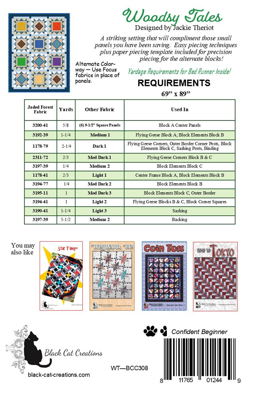 Woodsy Tales Quilt Pattern by Black Cat Creations