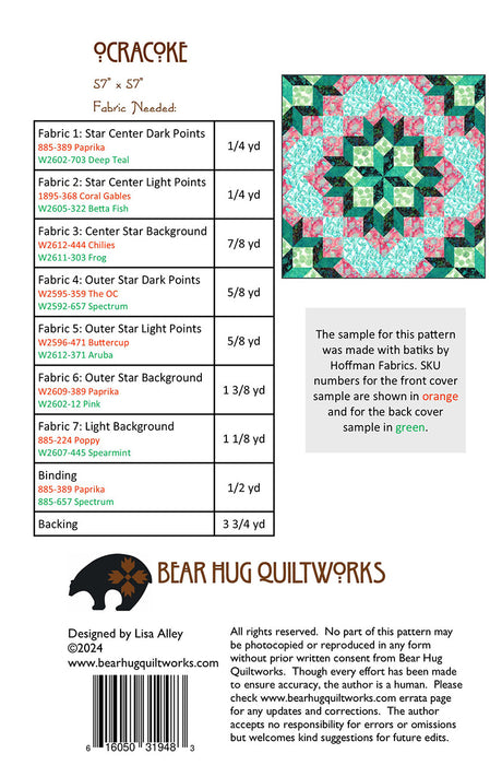 Back of the Ocracoke Quilt Pattern by Bear Hug Quiltworks