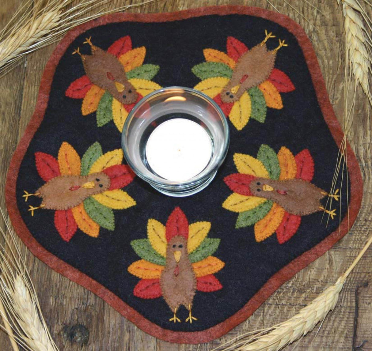 Kit Candle Mat TurkeysLittle Stitchies - Turkeys Candle Mat