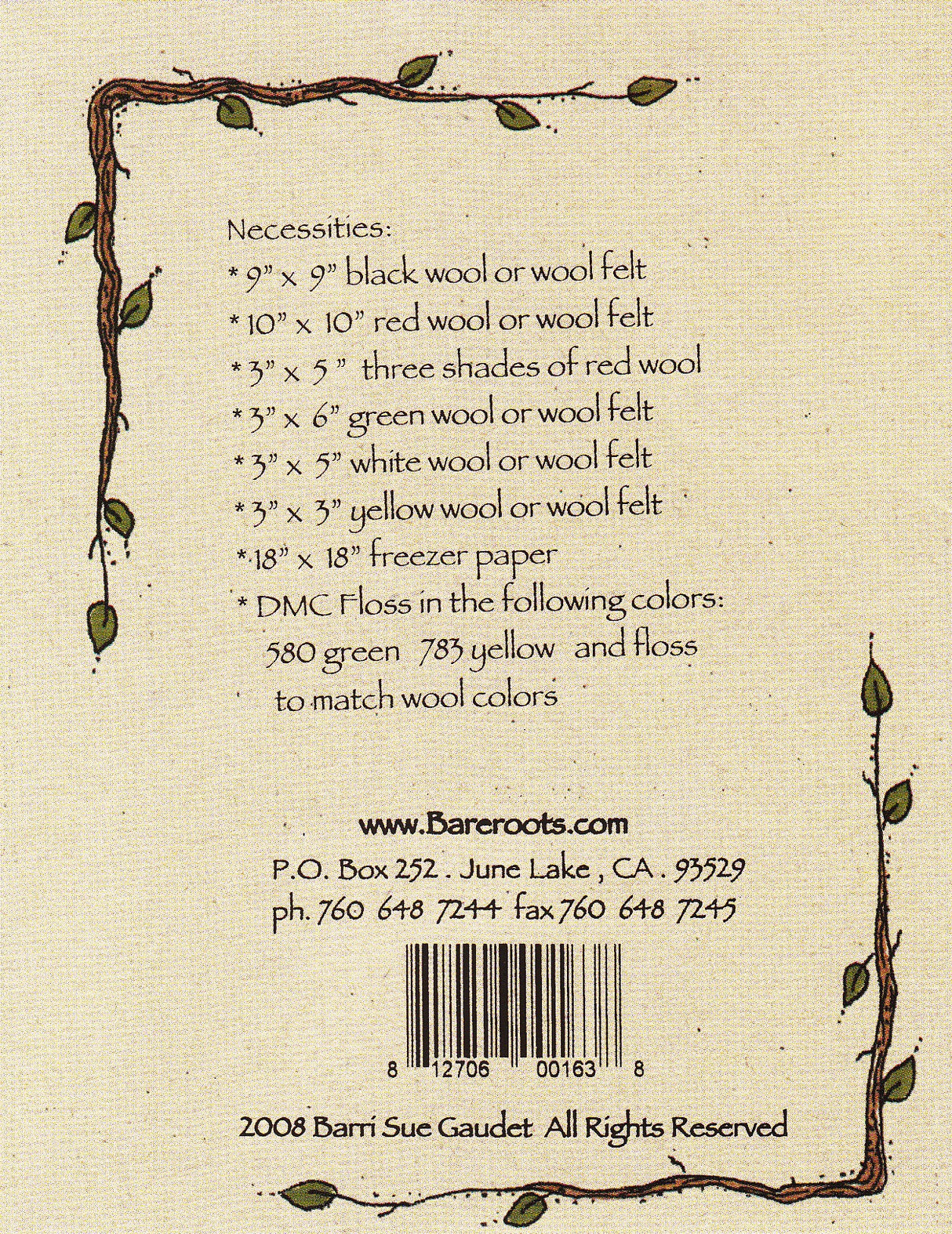 Little Stitchies - Strawberries Candle Mat / Pattern + Material Only