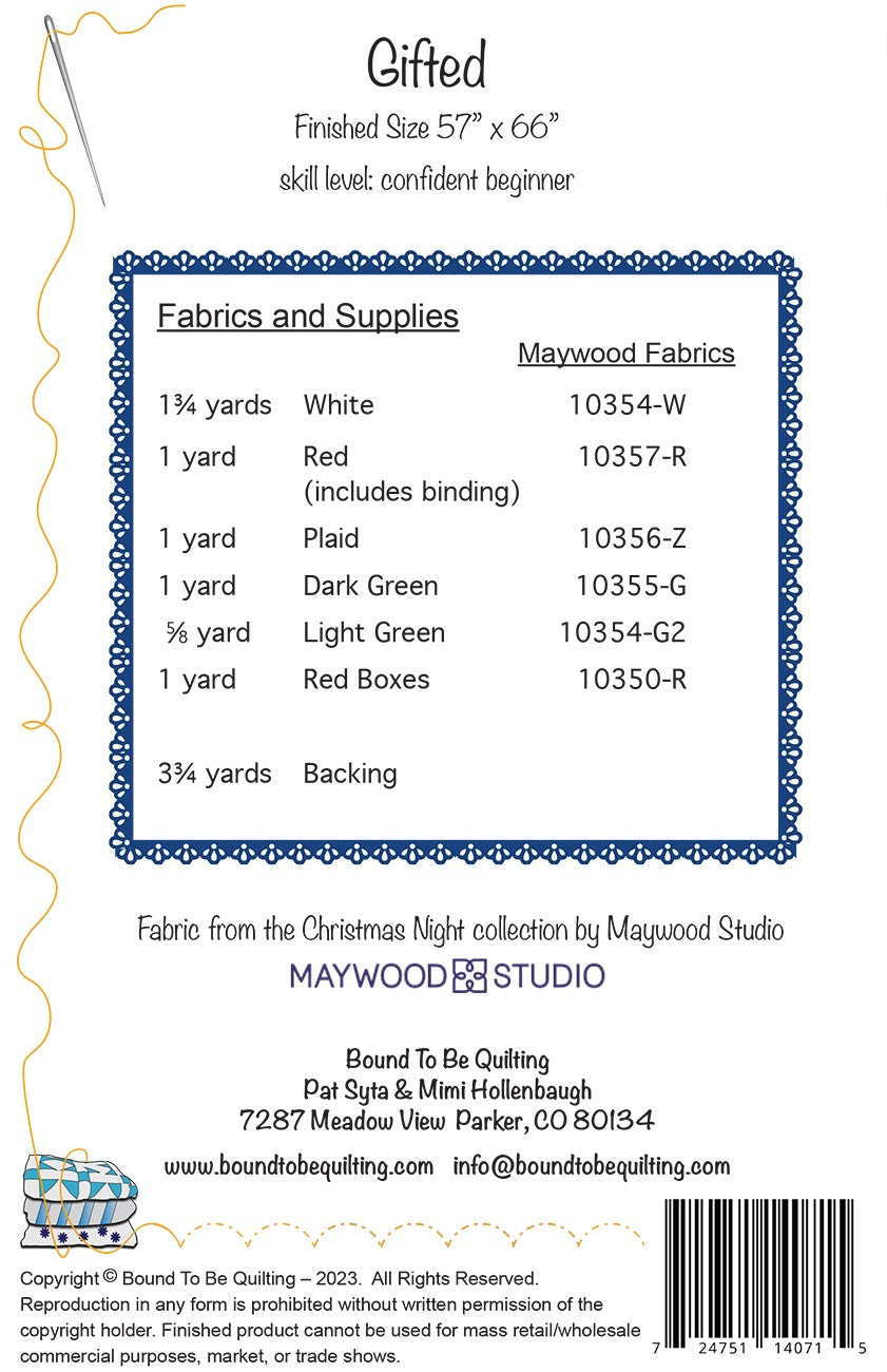 Back of the Gifted Quilt Pattern by Bound To Be Quilting, LLC