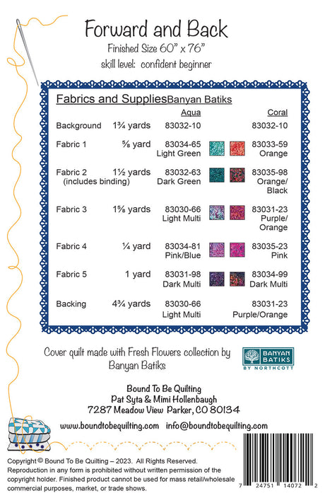 Back of the Forward and Back Quilt Pattern by Bound To Be Quilting, LLC