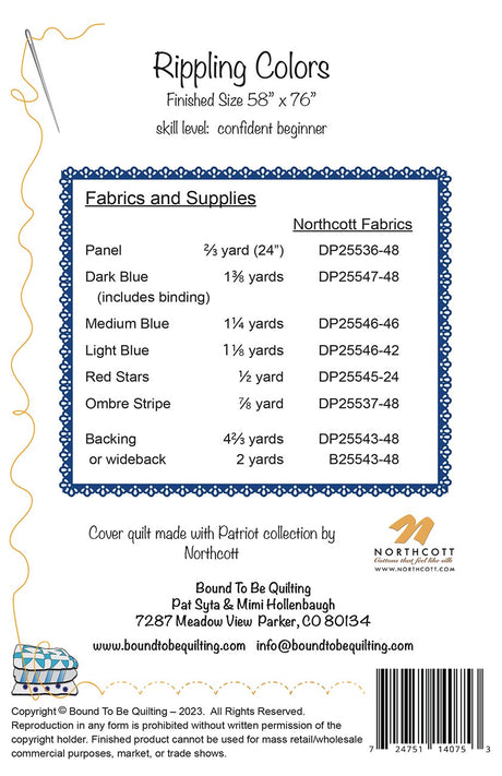 Back of the Rippling Colors Quilt Pattern by Bound To Be Quilting, LLC