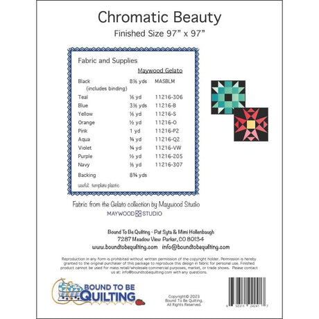 Back of the Chromatic Beauty Quilt Pattern by Bound To Be Quilting, LLC