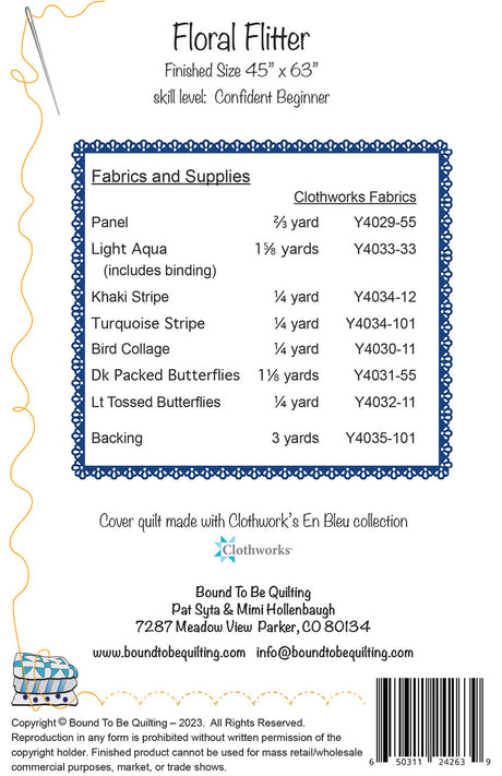 Back of the Floral Flitter Quilt Pattern by Bound To Be Quilting, LLC