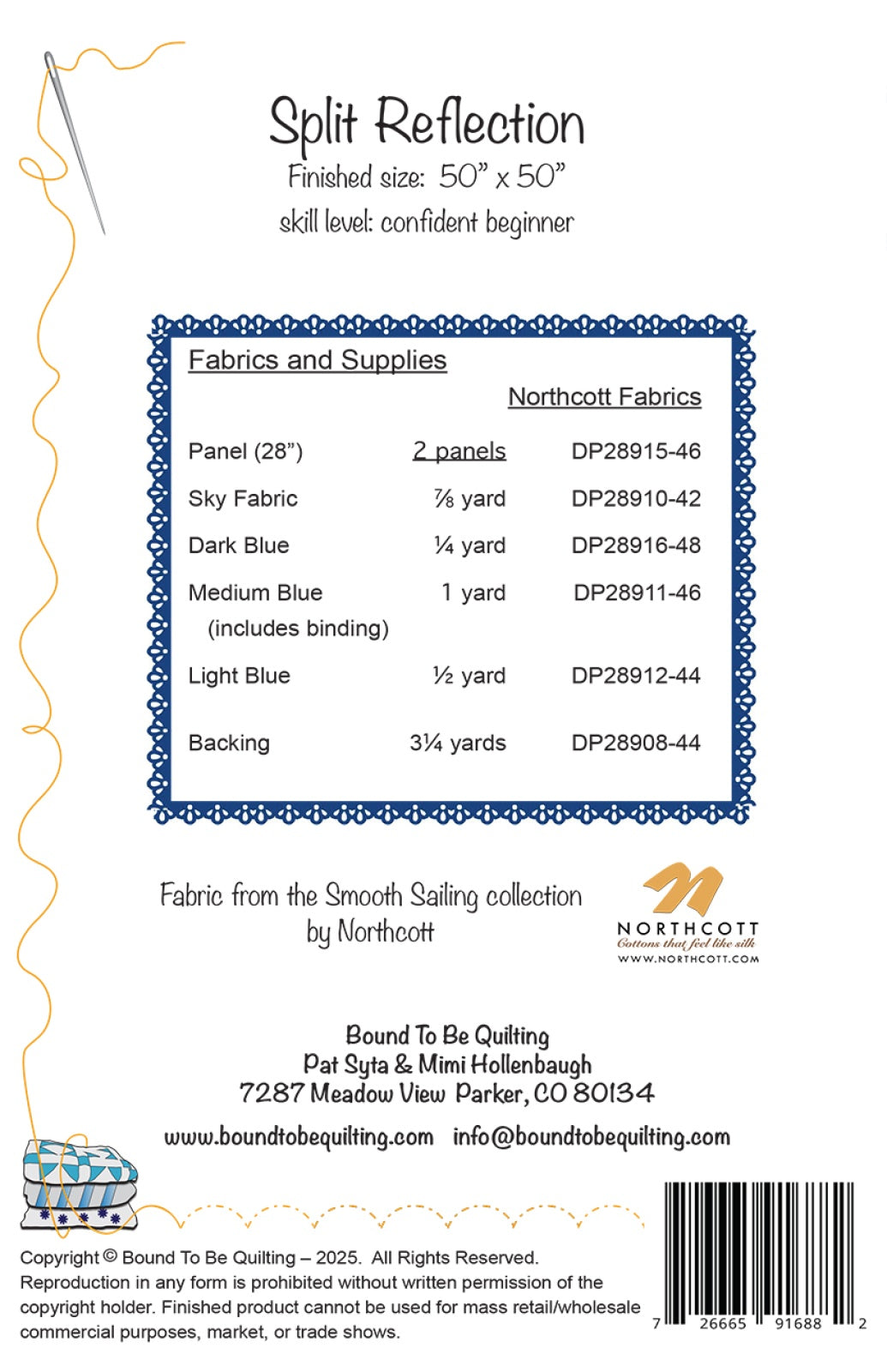 Back of the Split Reflection Quilt Pattern by Bound To Be Quilting, LLC