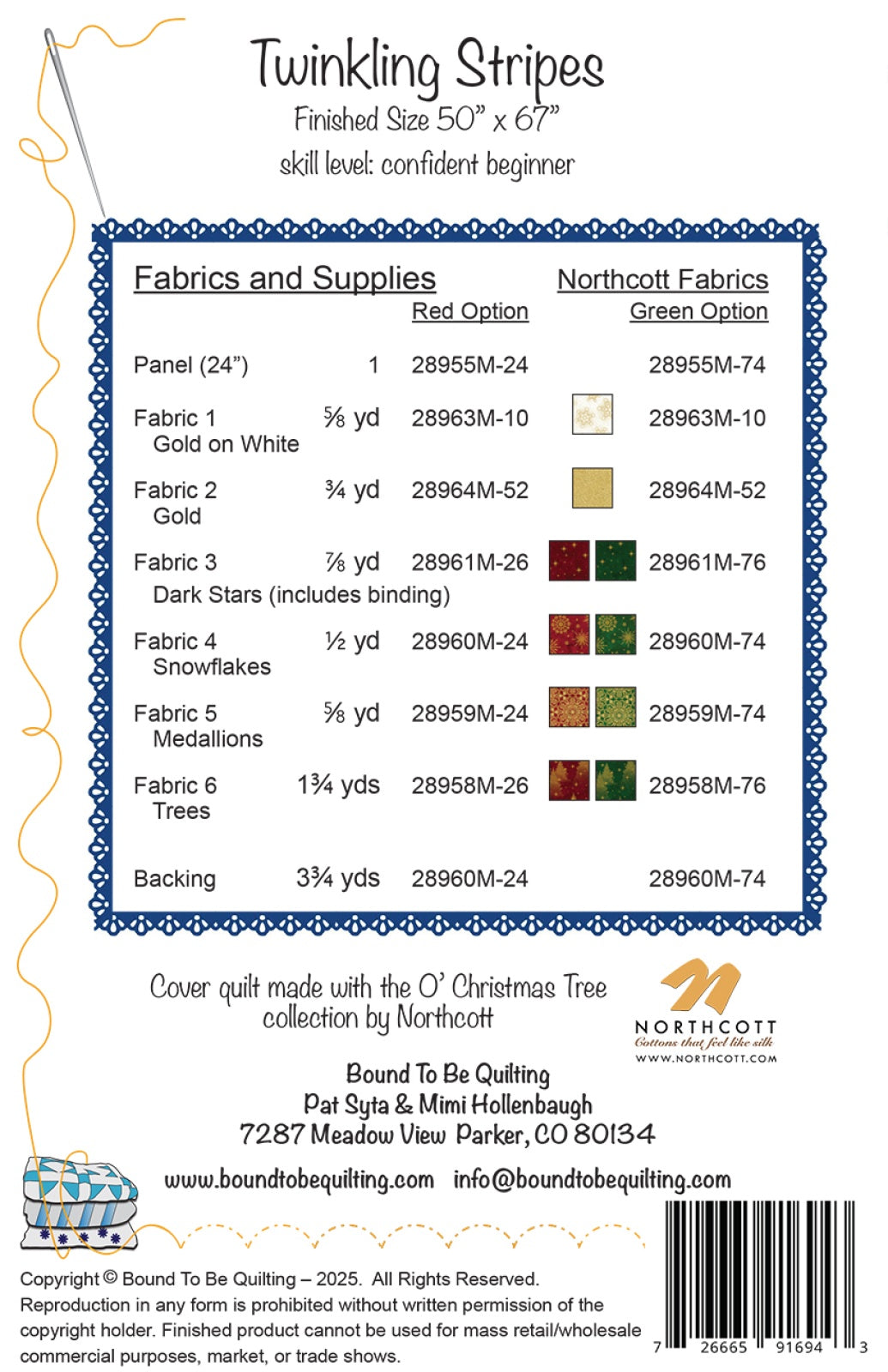 Back of the Twinkling Stripes Quilt Pattern by Bound To Be Quilting, LLC