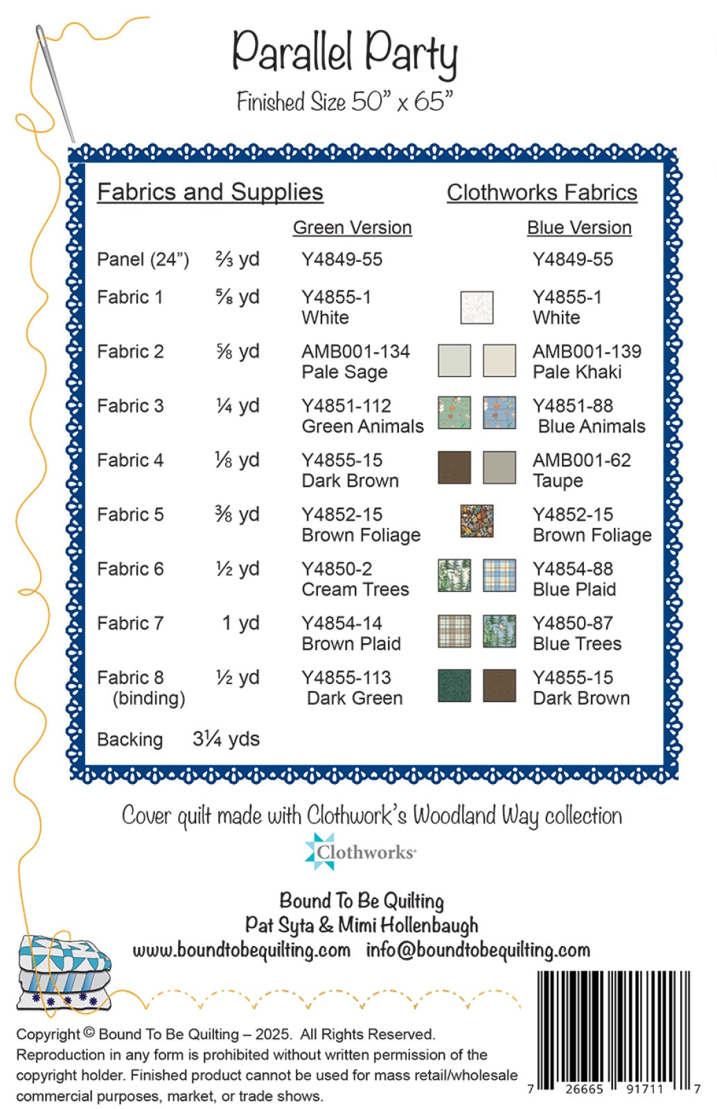 Back of the Parallel Party Quilt Pattern by Bound To Be Quilting, LLC