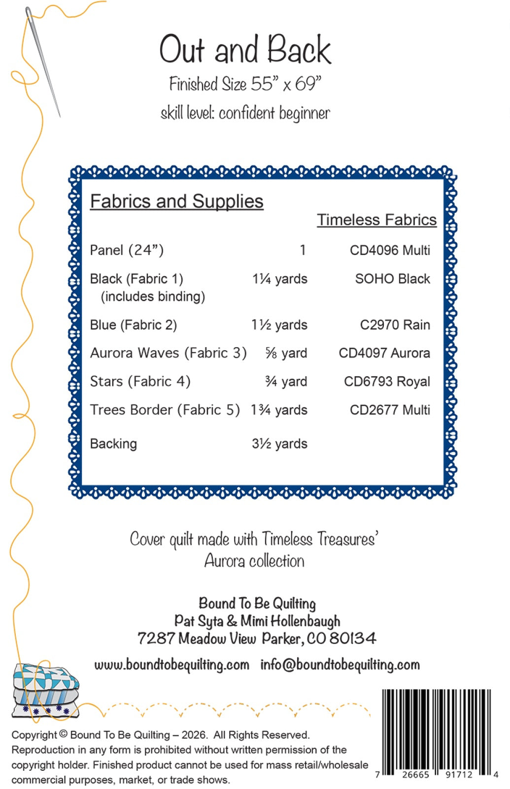 Back of the Out And Back Quilt Pattern by Bound To Be Quilting, LLC