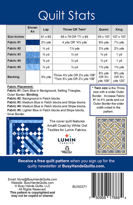 Back of the Sweet Caroline II Quilt Pattern by Busy Hands