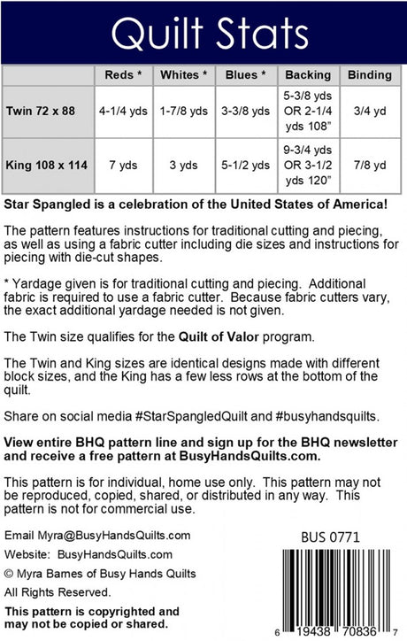 Star Spangled Quilt Pattern