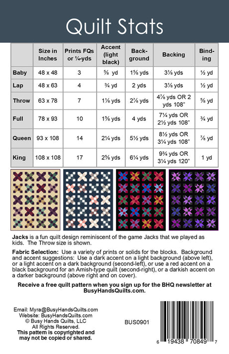 Back of the Jacks Quilt Pattern by Busy Hands